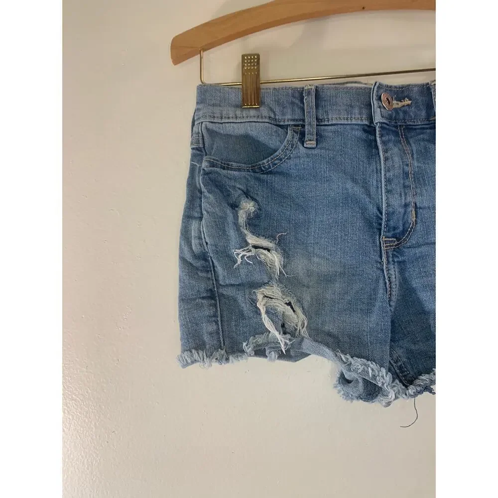 ABERCROMBIE & FITCH Girl’s High Rise Shortie Distressed Jean Shorts /Size: 13/14